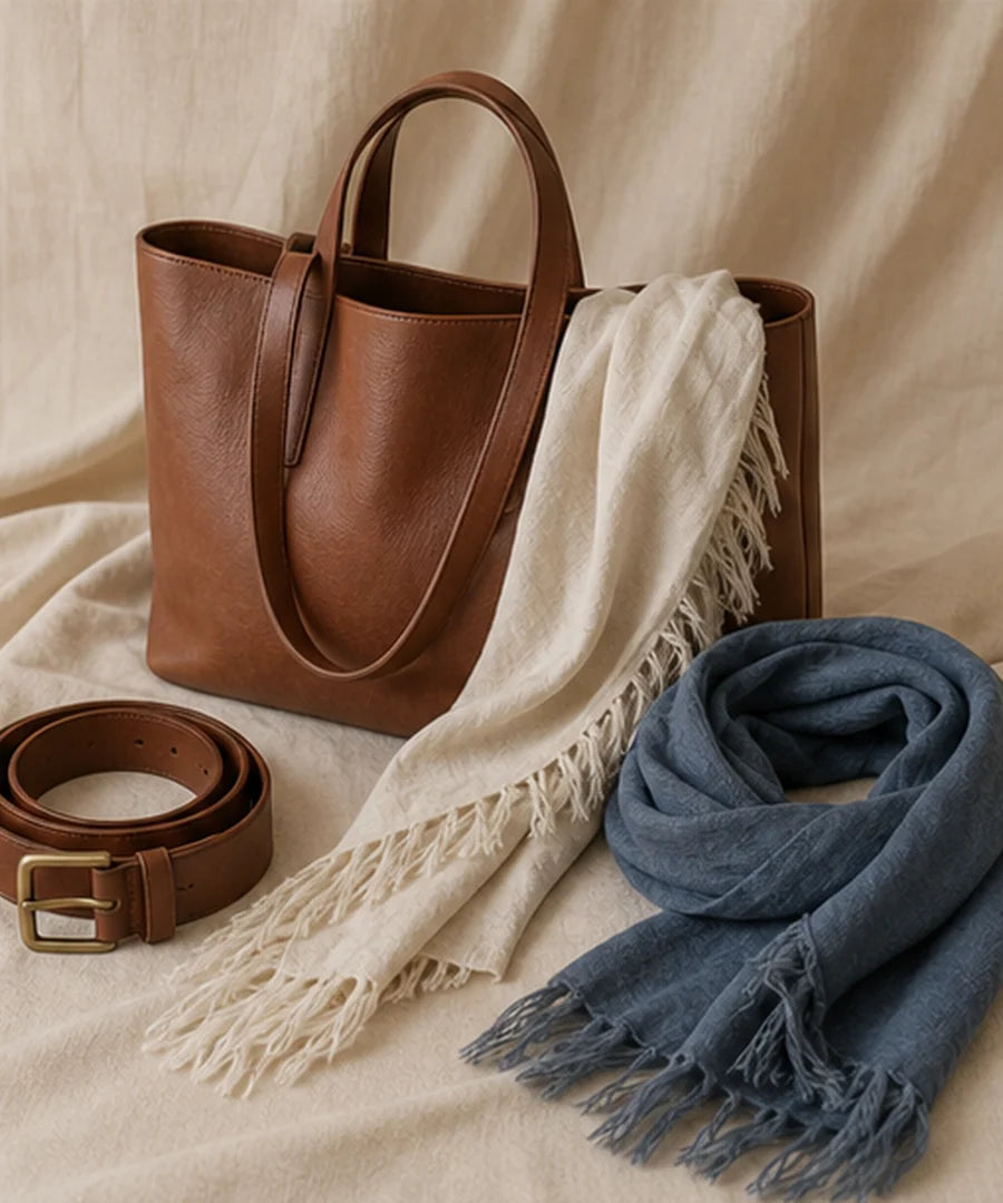 Belts, scarf, and tote accessories