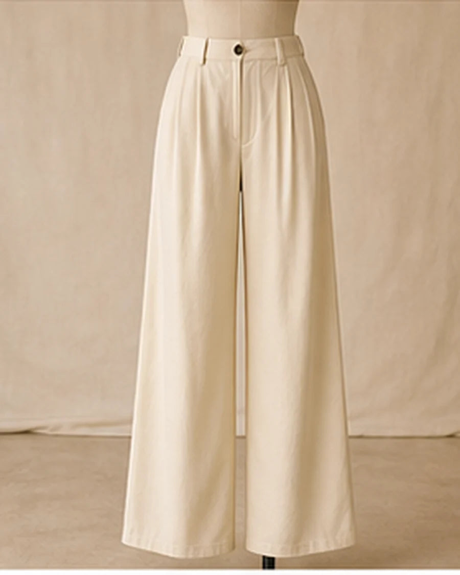 Cream wide-leg trouser