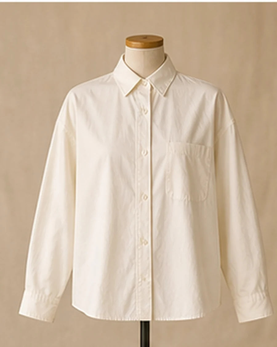 Ivory boxy poplin shirt