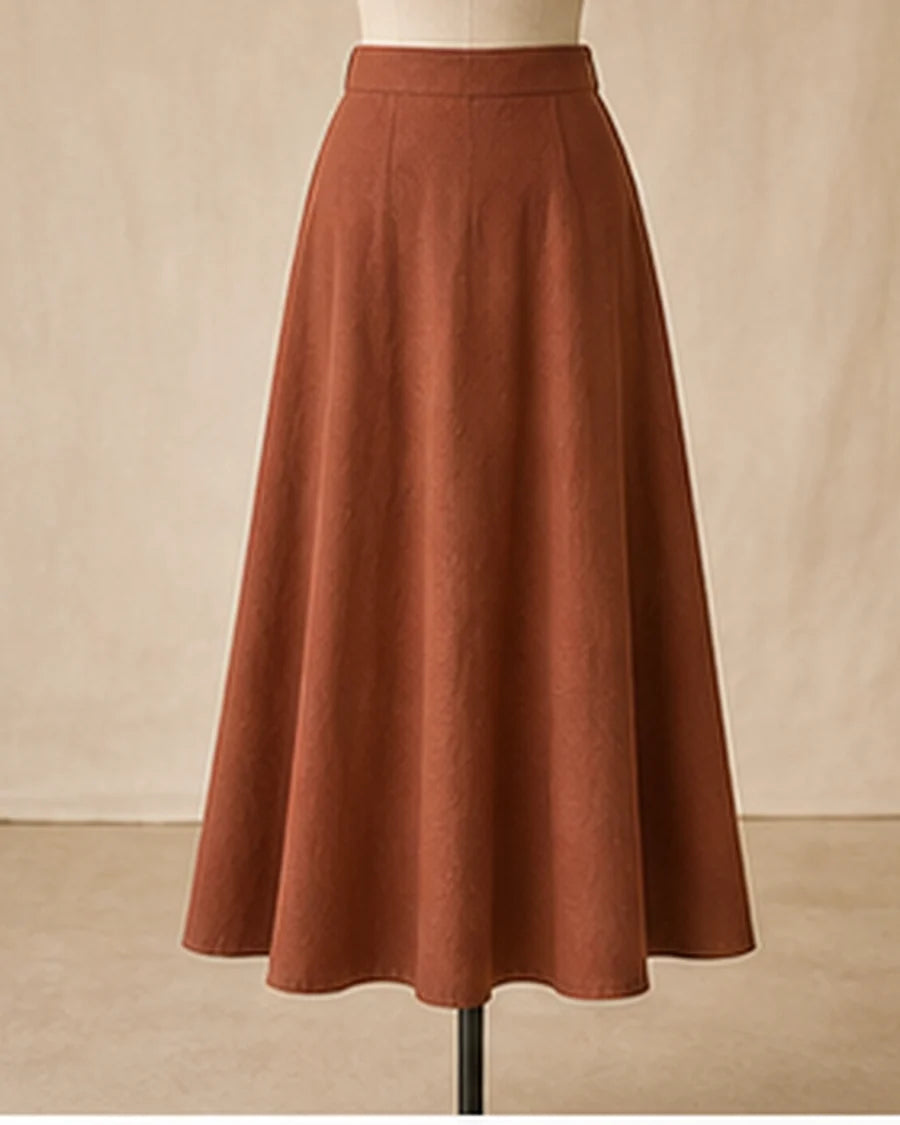 Rust A-line skirt