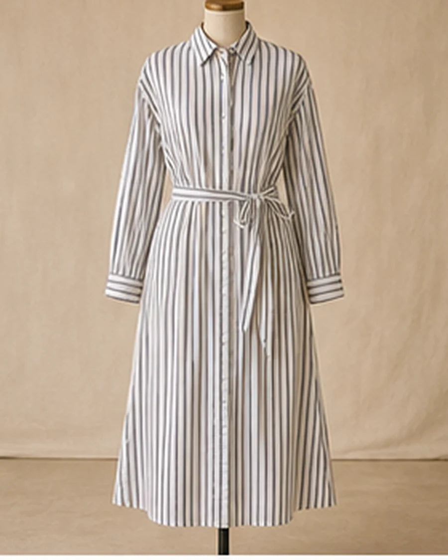 Striped cotton shirt dress